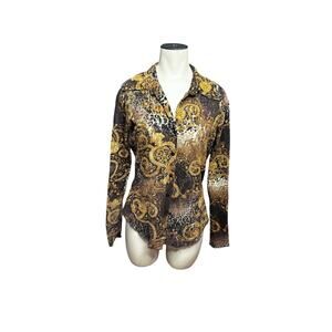 Karen Kane Women’s Medium Button Down - Mixed Print Button Front Blouse
